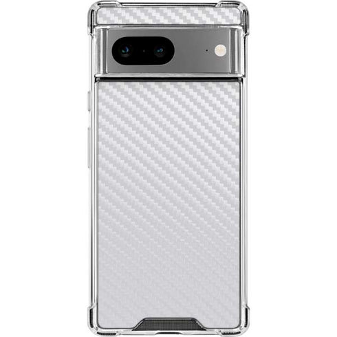 White Carbon Fiber Specialty Texture Material Google Pixel 7a Clear Case
